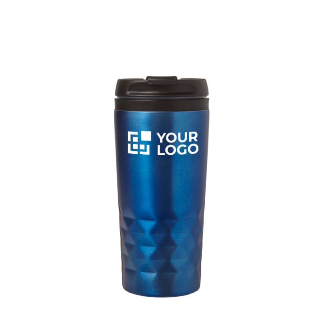 Taza con función termo y forma geométrica 300ml Trilliant Colors color azul vista de impresión