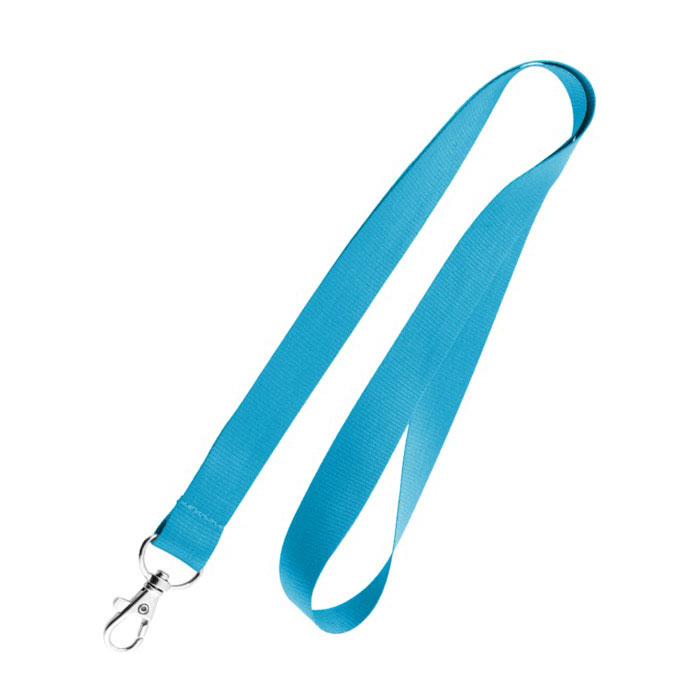 Lanyard personalizado barato de 2cm con cierre mosquetón BasicStyle color azul claro vista de impresión