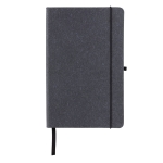 Libreta de piel reciclada A5 hojas a rayas Recycled Leather color gris oscuro cuarta vista