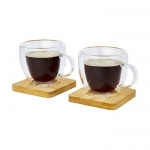 Set de 2 tazas de café pequeñas con base de bambú 100ml Espresso color transparente segunda vista