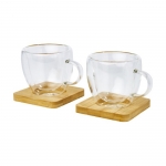 Set de 2 tazas de café pequeñas con base de bambú 100ml Espresso color transparente cuarta vista