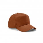 Gorra de algodón reciclado con hebilla trasera y 5 paneles 280 g/m2 color marrón