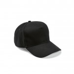 Gorra de algodón reciclado con hebilla trasera y 5 paneles 280 g/m2 color negro