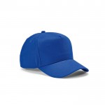 Gorra de algodón reciclado con hebilla trasera y 5 paneles 280 g/m2 color azul