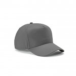 Gorra de algodón reciclado con hebilla trasera y 5 paneles 280 g/m2 color gris