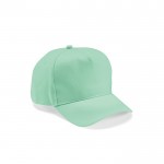 Gorra de algodón reciclado con hebilla trasera y 5 paneles 280 g/m2 color verde claro