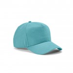 Gorra de algodón reciclado con hebilla trasera y 5 paneles 280 g/m2 color azul claro