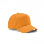 Gorra de algodón reciclado con hebilla trasera y 5 paneles 280 g/m2 color naranja