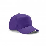 Gorra de algodón reciclado con hebilla trasera y 5 paneles 280 g/m2 color violeta