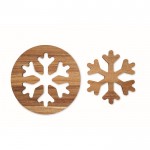 Juego de 2 salvamanteles de madera de acacia en forma de copo de nieve color madera septima vista