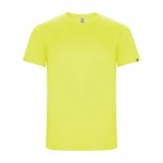 Camiseta técnica de 50% poliéster reciclado para niños 135 g/m2 Roly color amarillo fluorescente