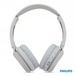 Auriculares inalámbricos plegables con botón Bass Boost marca Phillips color blanco tercera vista