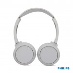 Auriculares inalámbricos plegables con botón Bass Boost marca Phillips color blanco quinta vista