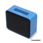 Compacto altavoz portátil con diseño de colores metálicos color azul segunda vista