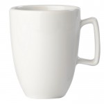 Taza blanca de cerámica con asa rectangular hecha en EU 230ml color blanco cuarta vista