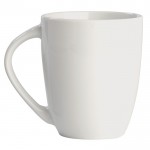 Taza blanca de cerámica con asa triangular hecha en EU 270ml color blanco cuarta vista