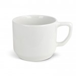 Taza de cerámica blanca con una asa rectangular compacta 250ml color blanco