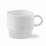 Taza de porcelana blanca con opción apilable hecha en EU 180ml color blanco