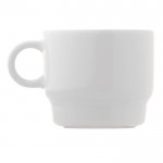 Taza de porcelana blanca con opción apilable hecha en EU 180ml color blanco cuarta vista