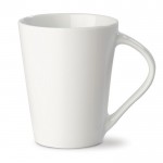 Taza de porcelana blanca con gran asa triangular hecha en EU 270ml color blanco