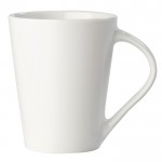 Taza de porcelana blanca con gran asa triangular hecha en EU 270ml color blanco cuarta vista