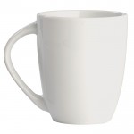 Taza de porcelana con gran asa triangular hecha en EU 270ml color blanco cuarta vista