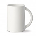 Taza de porcelana blanca con asa de medio circulo hecha en EU 300ml color blanco