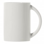 Taza de porcelana blanca con asa de medio circulo hecha en EU 300ml color blanco segunda vista