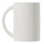 Taza de porcelana blanca con asa de medio circulo hecha en EU 300ml color blanco cuarta vista