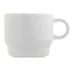 Taza de café apilable con plato rectangular hecho en EU 180ml color blanco segunda vista