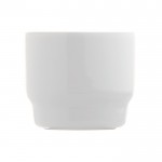 Taza de café apilable con plato rectangular hecho en EU 180ml color blanco tercera vista