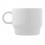 Taza de café apilable con plato rectangular hecho en EU 180ml color blanco cuarta vista