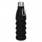 Botella de silicona libre de BPA plegable con mosquetón 550ml color negro