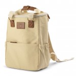 Mochila nevera de lona con asa resistente y varios compartimientos 23L color beige