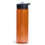 Botella de plástico libre de BPA con pajita incluida 700ml color naranja transparente