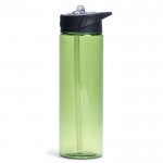 Botella de plástico libre de BPA con pajita incluida 700ml color verde transparente