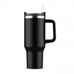 Vaso térmico grande de acero inoxidable con pajita 1.2L color negro