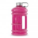 Botella de plástico grande con agarradera y tapón fijo 2.2L color rosa transparente