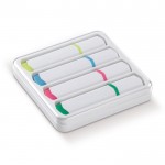 Kit de 4 marcadores de distintos colores en caja transparente color blanco