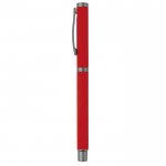 Bolígrafo rollerball de aluminio con un acabado suave y tapa a juego color rojo tercera vista