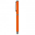 Bolígrafo rollerball de aluminio con un acabado suave y tapa a juego color naranja tercera vista