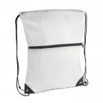 Mochila de cuerdas de RPET con cremallera frontal 210T color blanco