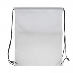 Mochila de cuerdas de RPET con cremallera frontal 210T color blanco tercera vista