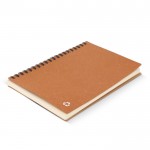 Libreta de espiral ecológica de piel reciclada con papel FSC color marrón claro tercera vista