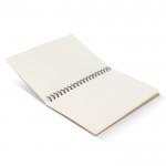 Libreta de espiral ecológica de piel reciclada con papel FSC color marrón claro cuarta vista