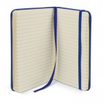 Libreta de RPET y PU de colores vivos con cinta a juego y papel FSC A6 color azul sexta vista