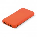 Batería externa de caucho con puerto USB-A y puerto tipo C 8000 mAh color naranja