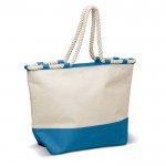 Bolsa de loneta con base de colores y asas de cordones resistentes color azul claro