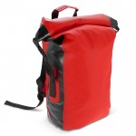 Mochila roll-top impermeable con tirantes acolchados 25L color rojo