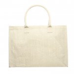 Bolsa de yute con asas cortas de algodón con capacidad de 8 kg color beige tercera vista